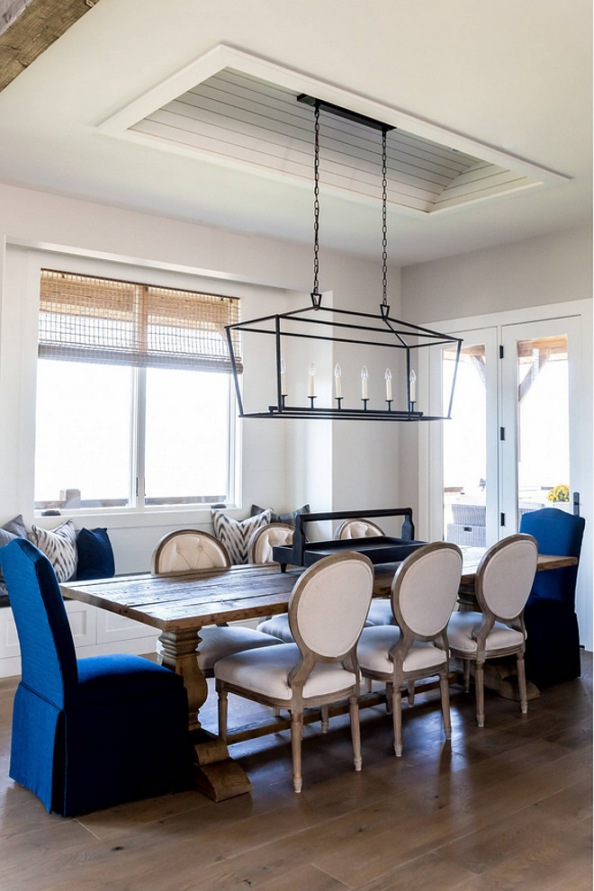 Darlana Linear Chandelier. Darlana Linear Chandelier over dining table. Farmhouse ideas Darlana Linear Chandelier. Coastal Farmhouse Dining room with Darlana Linear Chandelier. #DarlanaLinearChandelier Timberidge Custom Homes