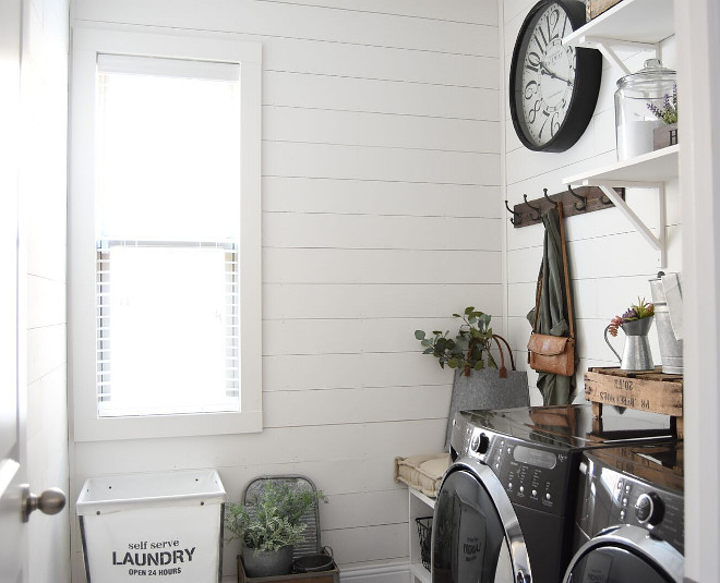 Farmhouse laundry room with DIY shiplap. Farmhouse laundry room with DIY shiplap ideas. Farmhouse laundry room with DIY shiplap #Farmhouselaundryroom #Farmhouse #laundryroom #DIYshiplap #DIY #shiplap Pillow Thought Home