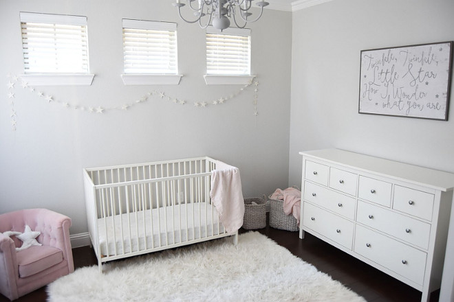Neutral Grey Nursery. I wanted a soft airy space for the nursery and kept with the twinkle theme! Neutral Grey Nursery #NeutralGreyNursery #GreyNursery #NeutralNursery Pillow Thought Home