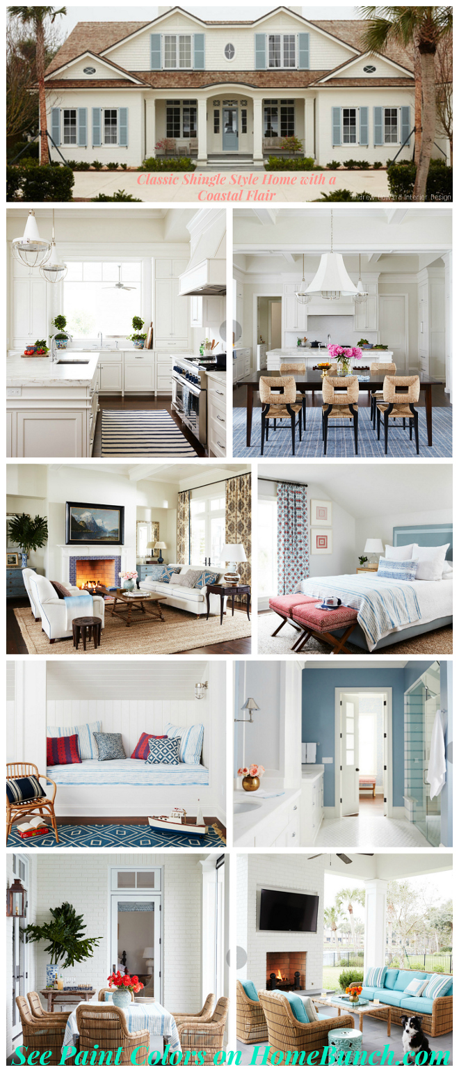 New Coastal Interior Ideas for the New Year. 2017 Classic Shingle Style Home with a Coastal Flair via Home Bunch.