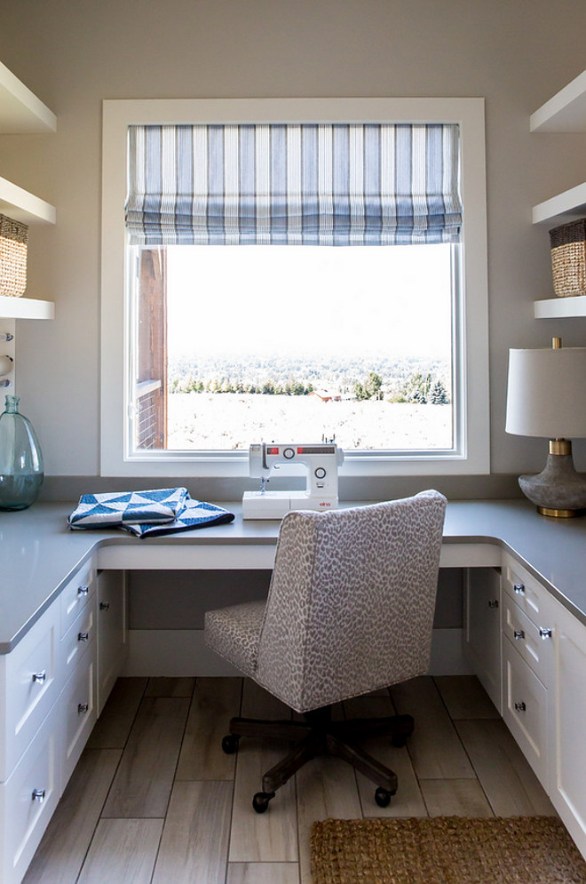 Sewing Room. Laundry room with built in cabinets for sewing. Sewing room. #SewingRoom Timberidge Custom Homes