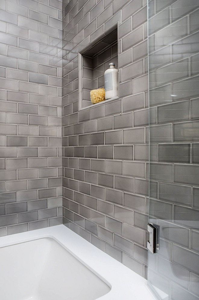 Small Bathroom Tile. The tile installed in this bath was Sonoma Tilemaker's Stellar Collection and the color is Quicksilver Grey. Small Bathroom Tile Ideas. Small Bathroom Tile. Small Bathroom Tile #SmallBathroomTile #SmallBathroomTileIdeas Robert Frank Interiors