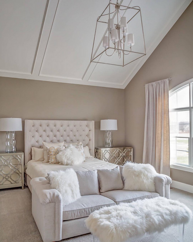 Tan and white bedroom. Tan and white bedroom paint color and decor. Tanandwhitebedroom #Tanbedroom #whitebedroom Memmer Homes, Inc.