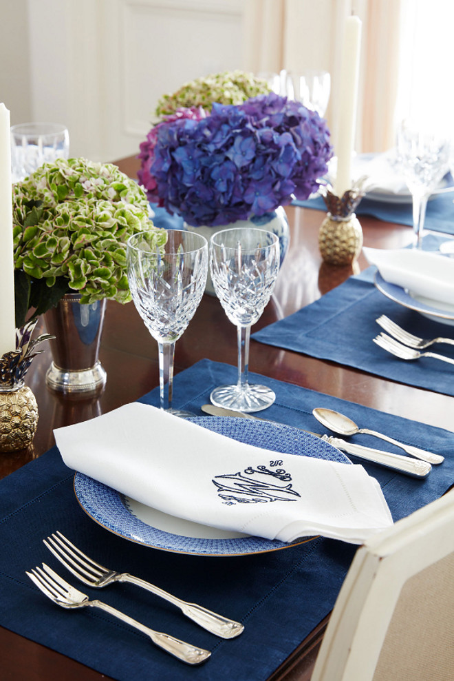 Traditional Table Setting. Traditional Table Setting. Blue and white Traditional Table Setting. #TraditionalTableSetting #BlueandwhiteTableSetting Andrew Howard Interior Design