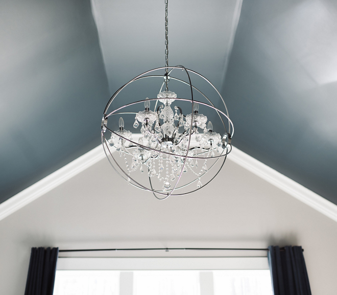 Bedroom Lighting. Orb Chandelier. Bedroom orb chandelier. Bedroom chandelier is Warehouse of Tiffany - Saturn's Ring 32" orb chandelier #bedroom #chandelier #orbchandelier Beautiful Homes of Instagram @thegraycottage