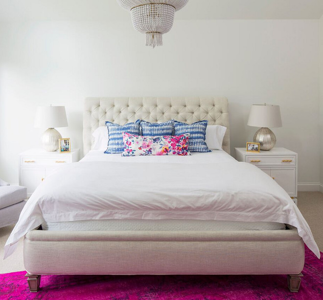 Bedroom Pillows. Bedroom Pillow Ideas. Long pillow covered in “Fancy Flower” fabric #bedroom #pillows #bedroompillows #fancyflower #fabric Martha O'Hara Interiors. John Kraemer & Sons
