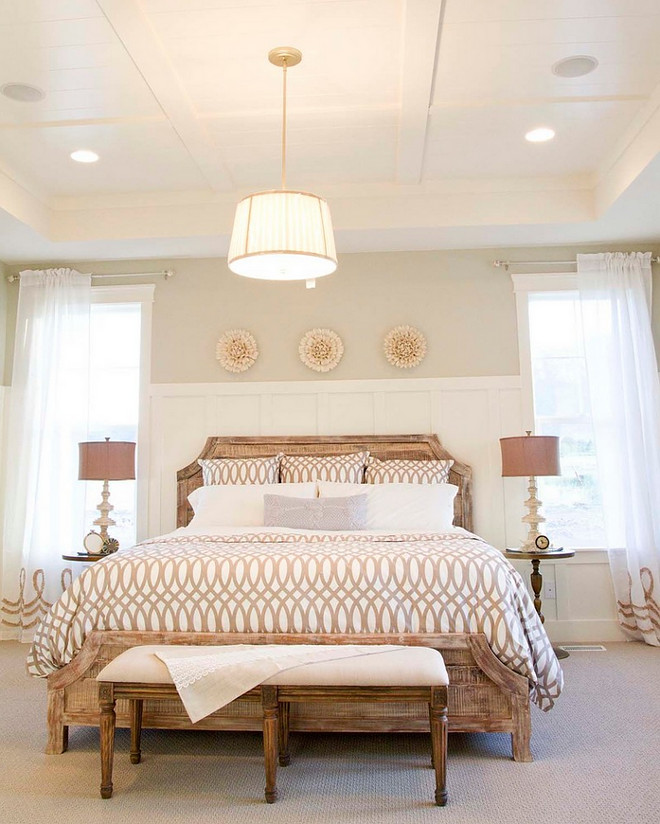 Bedroom Tray Ceiling, Similar wall paint color is Repose Gray SW 7015 by Sherwin Williams. Bedroom Tray Ceiling Ideas. Bedroom Tray Ceiling. Bedroom features a custom tray ceiling #BedroomTrayCeiling #Bedroom #TrayCeiling
