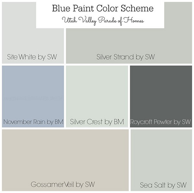 Blue Paint Color Scheme. Whole house painted in soft grays, Blue grays, soft blues and soft greens. Site White by Sherwin Williams, Silver Strand by Sherwin Williams, Novermber Rain by Sherwin Williams, Silver Crest by Sherwin Williams, Roycroft Pewter by Sherwin Williams, Gossamer Veil by Sherwin Williams. Sea Salt by Sherwin Williams Whole House Blue and Grey Color Scheme. Whole house color scheme. #BluePaintColorScheme #WholehousePaintColors #softgrays #Bluegrays #softblues #WholeHouseColorScheme #BlueandGreyColorScheme #ColorScheme Via Favorite Paint Colors Blog