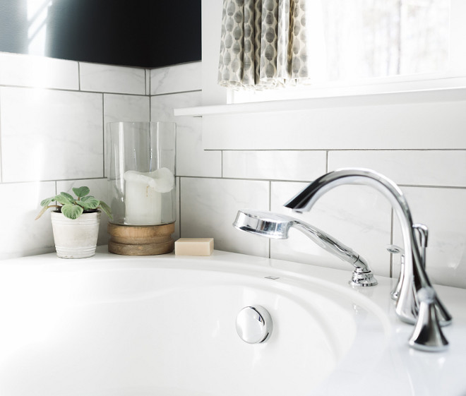 Chrome Bathroom Faucet, Moen Eva Collection in Chrome, Chrome bath faucet #MoenEva #Chrome #Chromefaucet Beautiful Homes of Instagram @thegraycottage