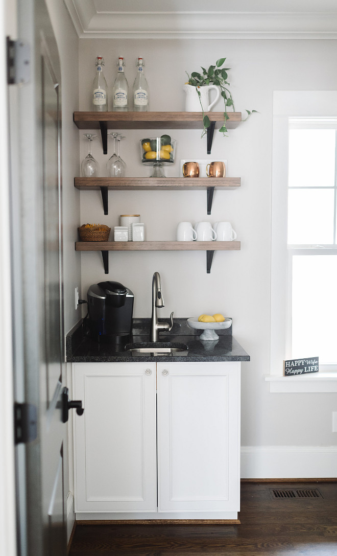 Farmhouse Pantry. Farmhouse Pantry. Farmhouse Pantry with open shelves. Farmhouse Pantry #FarmhousePantry #openshelves #pantry #farmhouse Beautiful Homes of Instagram @thegraycottage