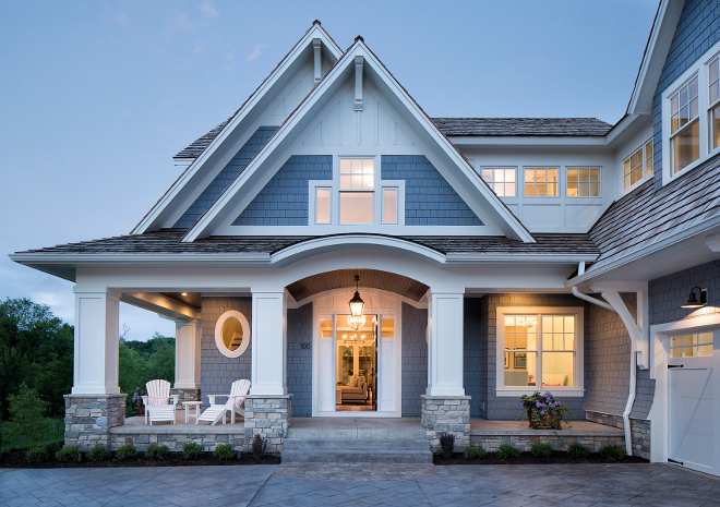 Front Porch, Front Porch with white Adirondack chairs #porch #frontporch #White#Adirondackchairs #Adirondackchairs Grace Hill Design