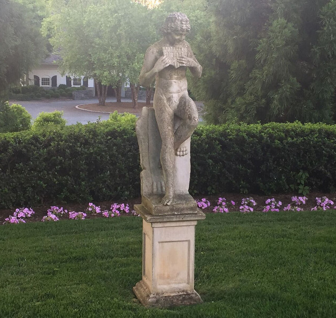 Garden Statue. Garden Statues. Classic Garden Statue. Marble statue of Daphnis from Treillage. #GardenStatue Home Bunch's Beautiful Homes of Instagram @loveyourperch