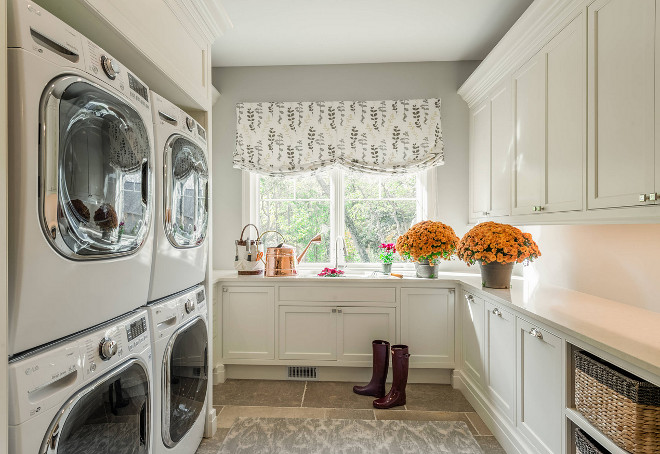 Laundry room, Laundry room with double stacked washer and dryer. Laundry room with double stacked washer and dryer and limestone floor tiles Laundry room, Laundry room with double stacked washer and dryer #Laundryroom #Laundryrooms #doublestackedwasheranddryer #stackedwasheranddryer
