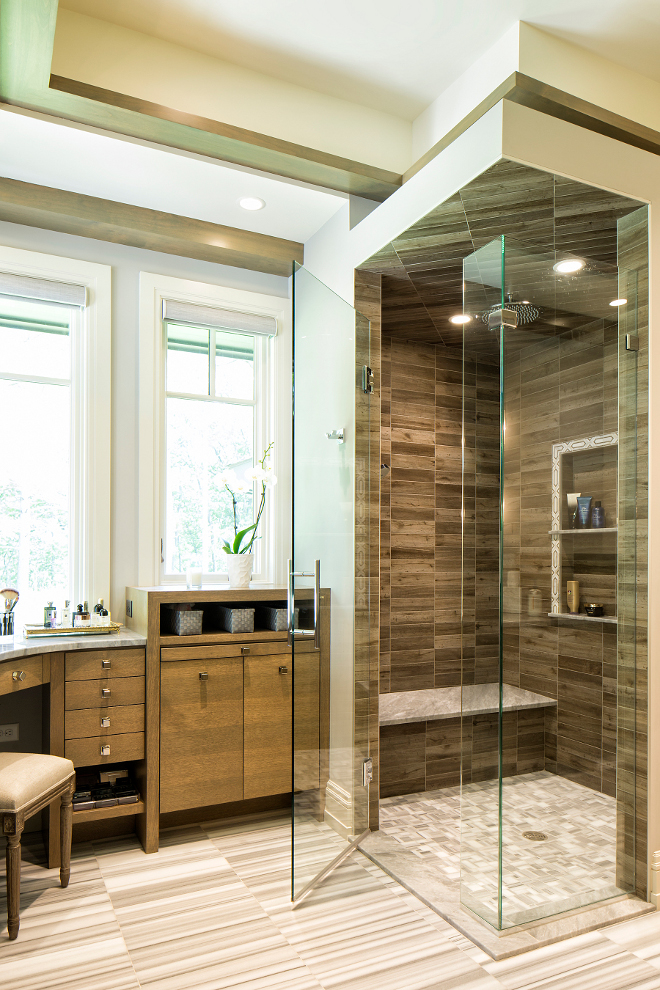 Seamless glass shower, Organic bathroom design with Seamless glass shower #Seamlessglassshower #glassshower Hendel Homes