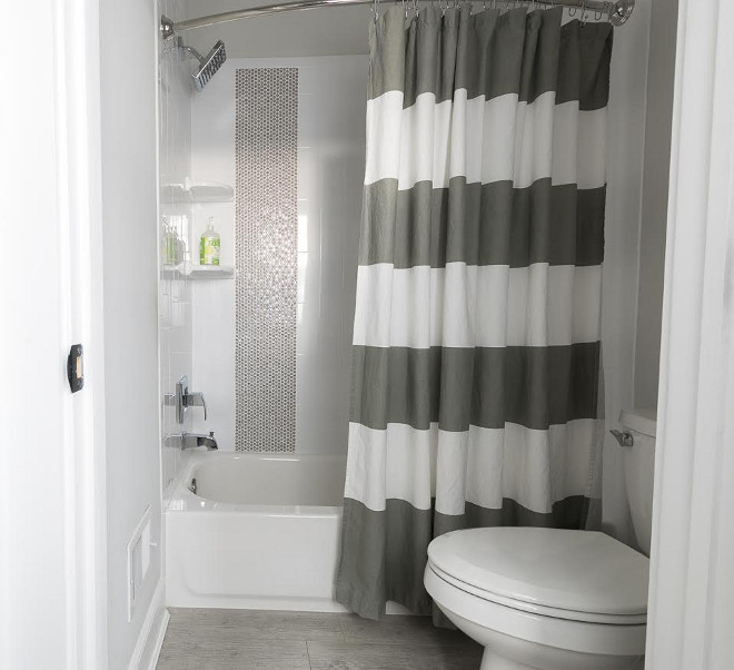 White and grey striped shower curtain, Striped White and grey shower curtain ideas #Whiteandgrey #stripedshowercurtain Beautiful Homes of Instagram @greensprucedesigns