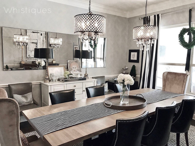 Dining Room. Grey and black and white dining room #DiningRoom #Greydiningroom #blackandwhitediningroom Beautiful Homes of Instagram @whistiques