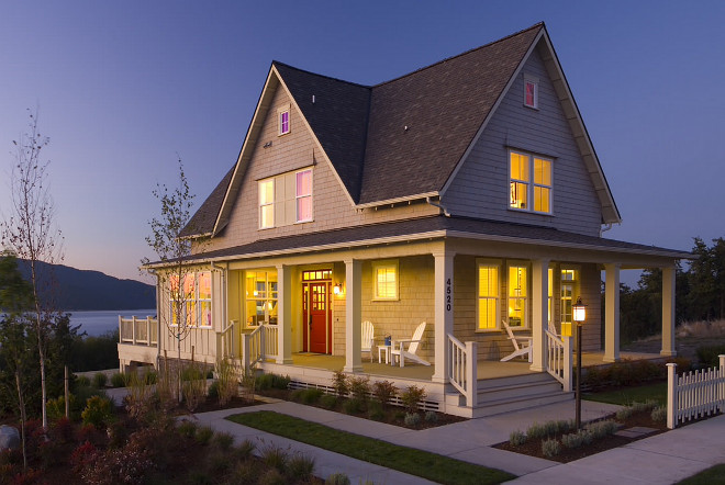 Dream #lake #cottage! The shingles are natural cedar with a semi-transparent stain. #Red #Frontdoor #paintcolor is #BenjaminMoore Calient AF-290 Union Studio, Architecture & Community Design