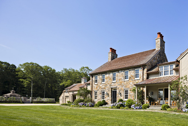 Farmhouse The main portion of the farmhouse is distinguished by twin chimneys with clay chimney pots #Farmhouse Haver & Skolnick LLC Architects