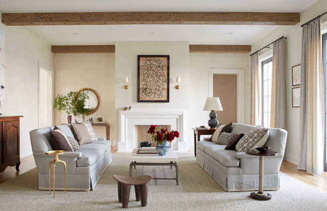 Neutral living room with light stained beams. Neutral living room with light stained beams. Neutral living room with light stained beams. Neutral living room with light stained beams #Neutrallivingroom #livingroom #lightstainedbeams #beams Andrew Howard Interior Design