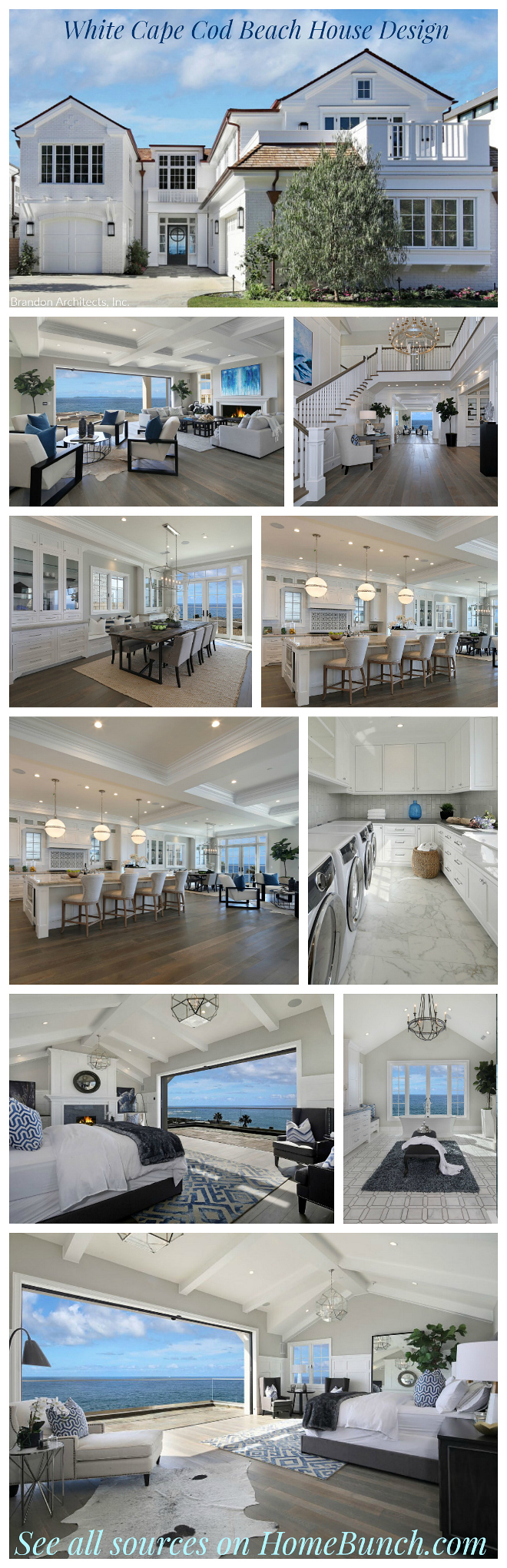 White Cape Cod Beach House Design. See all sources and complete house tour on Home Bunch
