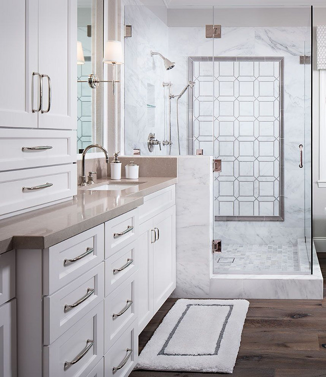 Bathroom Countertop and Shower Tile. Countertop is Cosentino and the shower tiles are Asian Carrera Honed. Bathroom Countertop and Shower Tile Ideas. Bathroom Countertop and Shower Tiles. Bathroom Countertop and Shower Tile #Bathroom #Countertop #Shower #Tile Tracy Lynn Studio