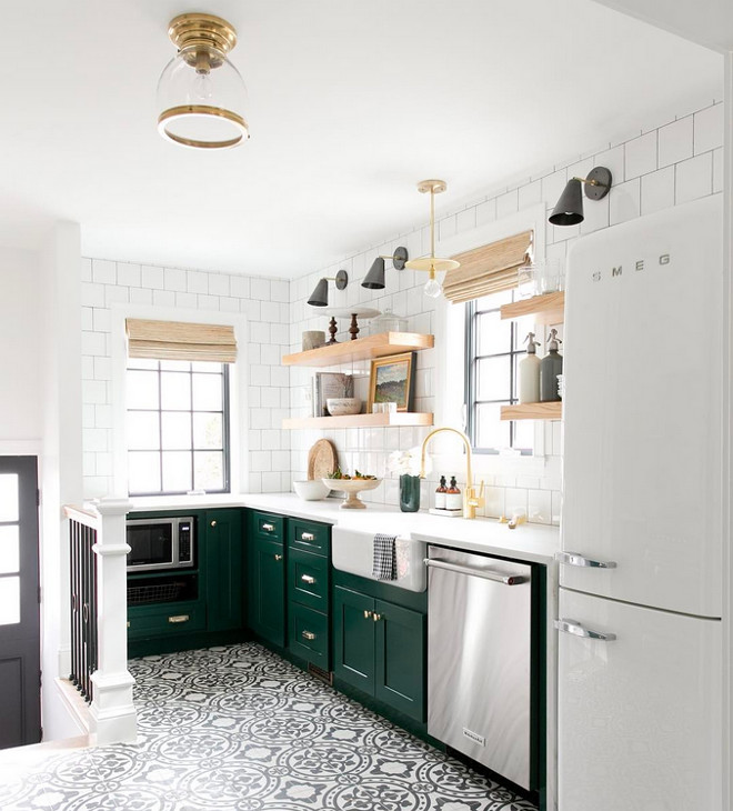 Benjamin Moore 2047-10 Forest Green. Kitchen Cabinet paint color is Benjamin Moore 2047-10 Forest Green. Cement tile is from Cement Tile Shop. Benjamin Moore 2047-10 Forest Green. Benjamin Moore 2047-10 Forest Green. Benjamin Moore 2047-10 Forest Green #BenjaminMooreForestGreen Studio McGee