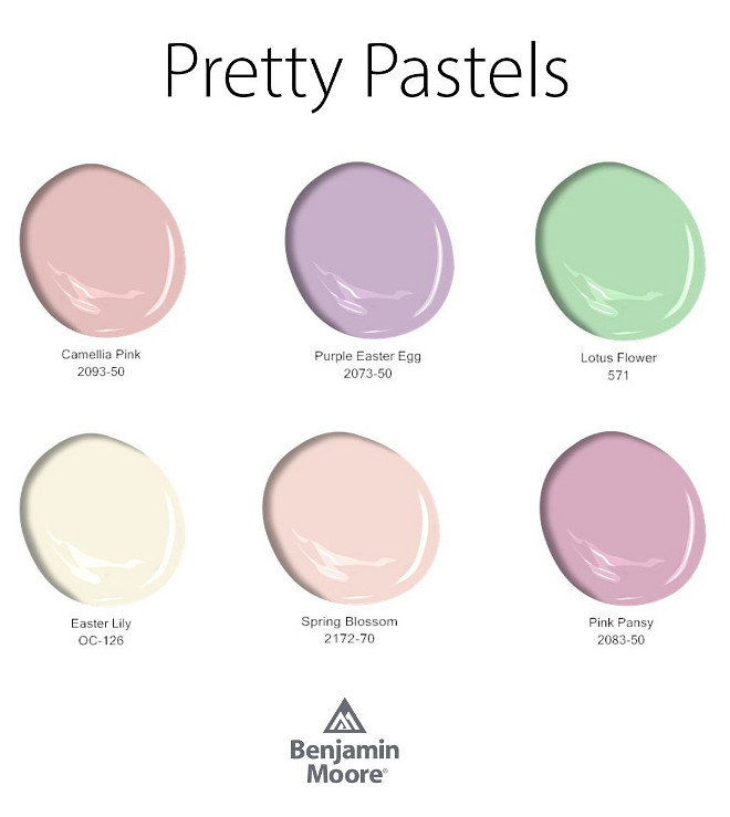 Benjamin Moore Pastels. Benjamin Moore Paint Colors. Benjamin Moore Camellia Pink. Benjamin MoorePurple Easter Egg. Benjamin Moore Lotus Flower. Benjamin Moore Easter Lily. Benjamin Moore Spring Blossom. Benjamin Moore Pink Pansy. #BenjaminMoore #Pastels