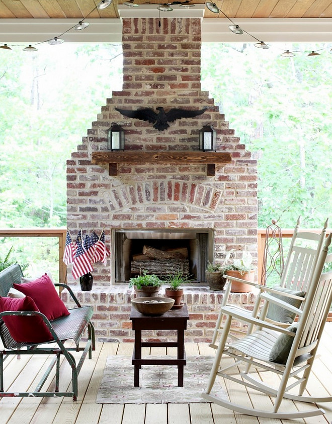 Brick Exterior Fireplace. Reclaimed Brick Exterior Fireplace. Brick Exterior Fireplace Ideas #BrickExterior #BrickFireplace #ReclaimedBrickFireplace #BrickFireplaceIdeas Bret Franks Construction, Inc.