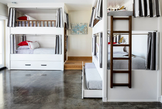 Bunk bed curtains. Best Bunk Bed Curtains Design Ideas. Loft Best Bunk Bed Curtains Design. The lower level bunk room sleeps 12; each bunk has its own hand aged brass sconce, curtains and charging station. DIY Best Bunk Bed Curtains Design Ideas #Bunkbedcurtains # BunkBedCurtainsDesignIdeas #LoftBunkbeds #loftbeds #BunkBed #Curtains #DIY Martha O'Hara Interiors