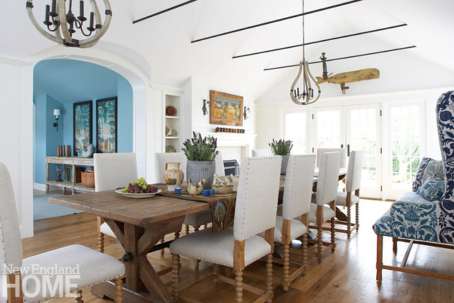Coastal Dining Room. The dining room’s pristine white walls, painted in Benjamin Moore White Dove, beautifully contrasts with the antique chestnut floors. Coastal Dining Room. Coastal Dining Room. Coastal Dining Room. Coastal Dining Room. Coastal Dining Room #CoastalDiningRoom #Coastal #DiningRoom Nancy Serafini