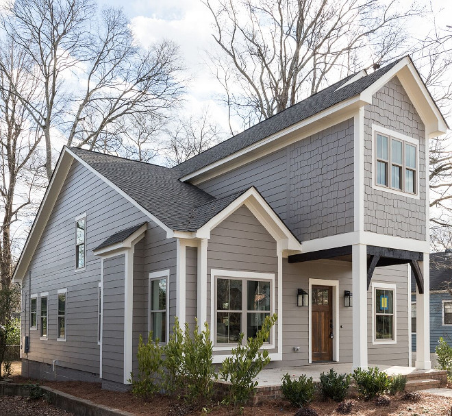 Grey Siding White Trim Paint Color. Grey Siding Paint Color Dovetail Sherwin Williams. White Trim Sherwin Williams SW7010 White Duck #SherwinWilliamsSW7010WhiteDuck #GreySiding #WhiteTrim #PaintColor #Siding #PaintColor #DovetailSherwinWilliams #ExteriorTrim Willow Homes