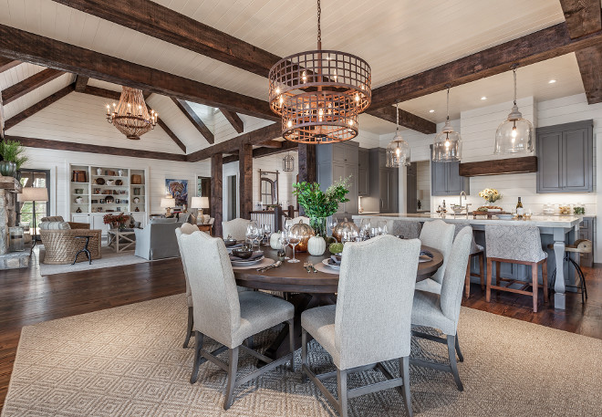 Open floor plan kitchen, breakfast room and family room with exposed beams and tongue and groove ceilings. Open floor plan kitchen, breakfast room and family room with exposed beams and tongue and groove ceilings #Openfloorplan #Openfloorplankitchen #Openfloorplanbreakfastroom #Openfloorplanfamilyroom #exposedbeams #tongueandgroove #ceilings