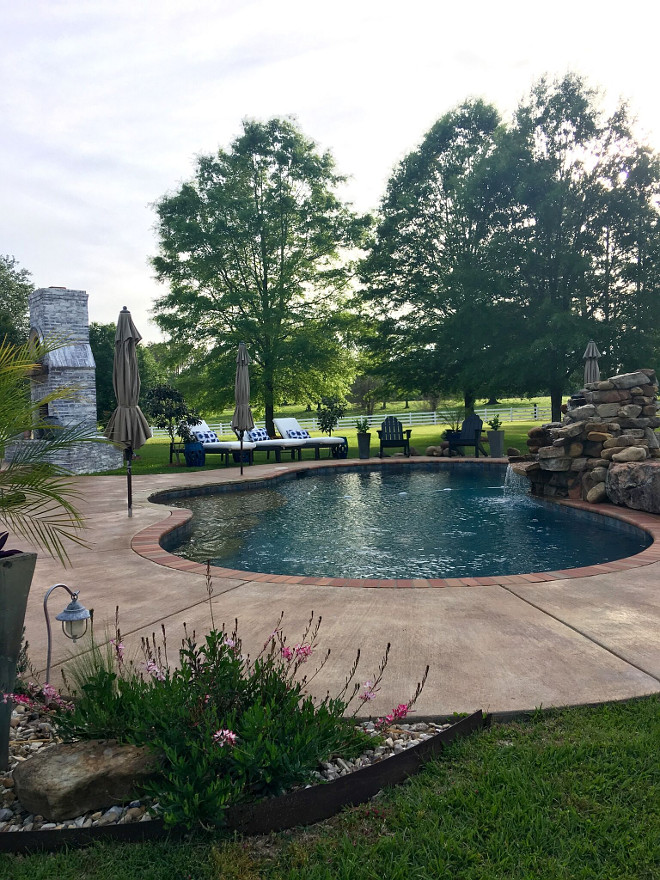 Pool Landscaping Ideas. Pool Landscaping Ideas. Our pool is a salt water gunite pool. Pool Landscaping Ideas. Pool Landscaping Ideas. Pool Landscaping Ideas. #Pool #Landscaping Beautiful Homes of Instagram @cindimc.ivoryhome