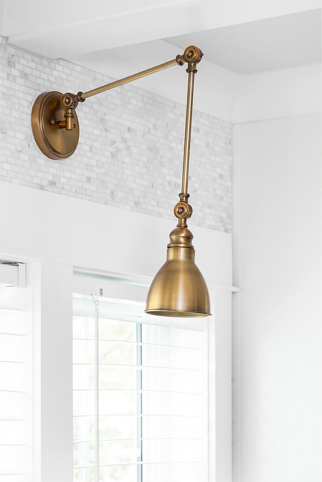Adjustable Arm 1-Light Wall Sconce. Window sconce is Savoy House Dakota 1-Light Adjustable Wall Lamp in Warm Brass - $96 each Kitchen Sconce Adjustable Arm 1-Light Wall Sconce. Kitchen window sconce Adjustable Arm 1-Light Wall Sconce #kitchensconce #kitchenwindowlighting #kitchenwindowsconce #windowsconce #windowlighting #AdjustableArm1LightWallSconce Willow Homes