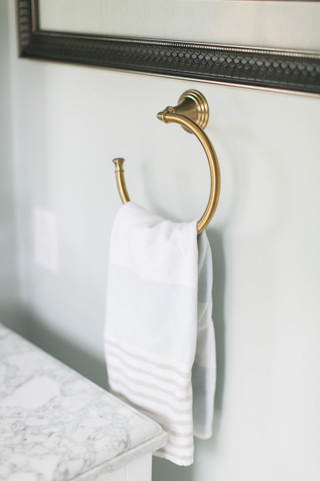 Bathroom Brass Towel Ring. Bathroom Brass Towel Ring. Bathroom Brass Towel Ring. The hardware is from Kohler. #Bathroom #Brass #TowelRing Home Bunch Beautiful Homes of Instagram @finding__lovely
