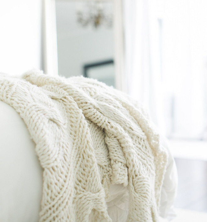 Bed Throw. A knit throw brings texture and a soft feel to this bedroom. Knit Throw is from Ethan Allen. #BedThrow #throw #knitthrow Home Bunch Beautiful Homes of Instagram @finding__lovely