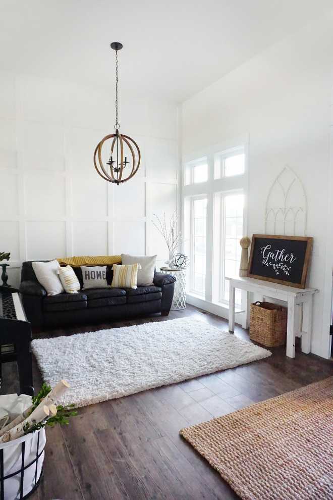 Farmhouse Living Room. Farmhouse Living Room. The wood orb chandelier is from Amazon. Farmhouse Living Room. Farmhouse Living Room #FarmhouseLivingRoom #Farmhouse #LivingRoom Home Bunch's Beautiful Homes of Instagram @household no.6