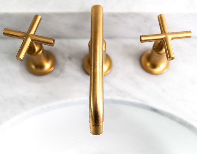 Brass Faucet. Kitchen Brass Faucet. The brass faucets are Kohler Purist. #BrassFaucet #Faucet Juxtaposed Interiors