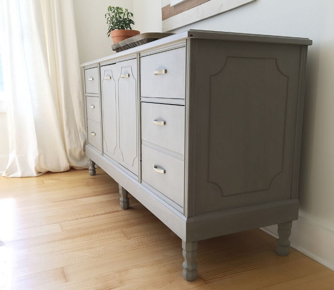 Buffet: Purchased from a yard sale and refinished in Annie Sloan French Linen, Paris Gray and sealed with AS Clear Wax Annie Sloan French Linen, Paris Gray and sealed with AS Clear Wax. Annie Sloan French Linen, Paris Gray and sealed with AS Clear Wax Beautiful Homes of Instagram @theclevergoose