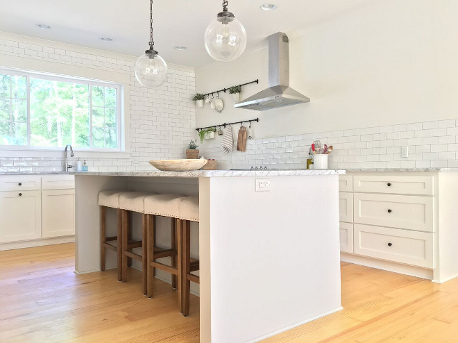 Backless Counterstools. Kitchen Backless Counterstools. Kitchen island stools are from Target - Threshold Rumford Saddle 29" barstools in Flax Linen Kitchen Backless Counterstools #Kitchen #BacklessCounterstools Beautiful Homes of Instagram @theclevergoose