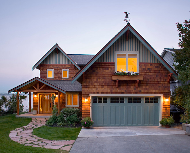 Benjamin Moore Caldwell Green. Garage door and house trim paint color Benjamin Moore Caldwell Green. Benjamin Moore Caldwell Green #BenjaminMooreCaldwellGreen Domain Design Architects