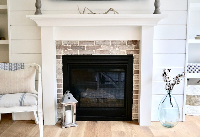 Brick Fireplace. The brick used on the fireplace is Old Mill Brick in Rushmore #brickfireplace #brick #fireplace #OldMill #Brick Home Bunch's Beautiful Homes of Instagram @sweetthreadsco