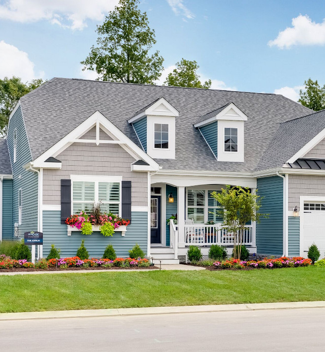 Cape Cod Porch and window box. Cute Cape Cod Porch and window box. Cape Cod Porch and window box. What a curb-appeal! I love the colorful landscaping, the manageable-sized front porch and the window box. Curb appeal #CapeCod #Porch #windowbox #curbappeal Echelon Interiors