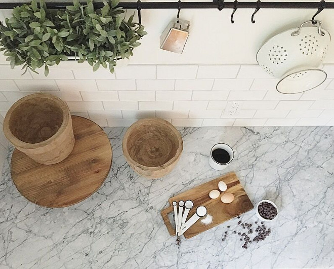 Countertop is Polished Carrara Marble. Beautiful Homes of Instagram @theclevergoose