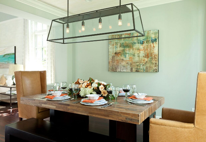 Dining room linear chandelier. Linear Chandelier is Restoration Hardware #Diningroom #linearchandelier Barclay Butera