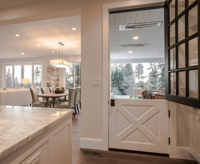 Dutch Door. Kitchen Dutch Door. Kitchen Dutch Door to Patio. The designer custom designed the Dutch door and had it manufactured by Buffelen. Dutch Door #DutchDoor #kitchen #door #patiodoor Calista Interiors