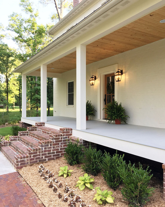 Farmhouse Front Porch with exposed brick steps. Farmhouse Front Porch with exposed brick steps. Farmhouse Front Porch with exposed brick steps. Farmhouse Front Porch with exposed brick step ideas #Farmhouse #FrontPorch #porch #exposedbricksteps #exposedbrick #bricksteps #farmhouseporch Beautiful Homes of Instagram @theclevergoose