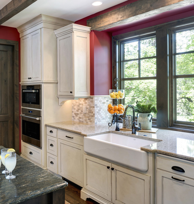 Cabinets With Mini Fridge & Microwave Flanked By Taupe Built In Bink Beds  Design Ideas