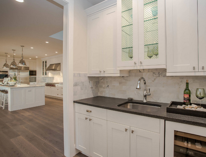 Kitchen Butlers Pantry. Kitchen Butlers Pantry Layout. Kitchen opens to a butler's pantry with honed Coastal Pental Quartz countertop. Kitchen Butlers Pantry. Kitchen Butlers Pantry Ideas #KitchenButlersPantry #Kitchen #ButlersPantry Calista Interiors