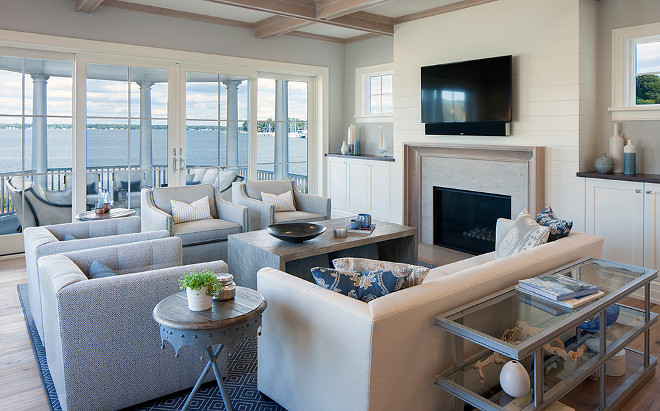 Low back furniture don't interrupt the view in this beachfront living room. #livingroom #furniture #view Francesca Owings Interior Design